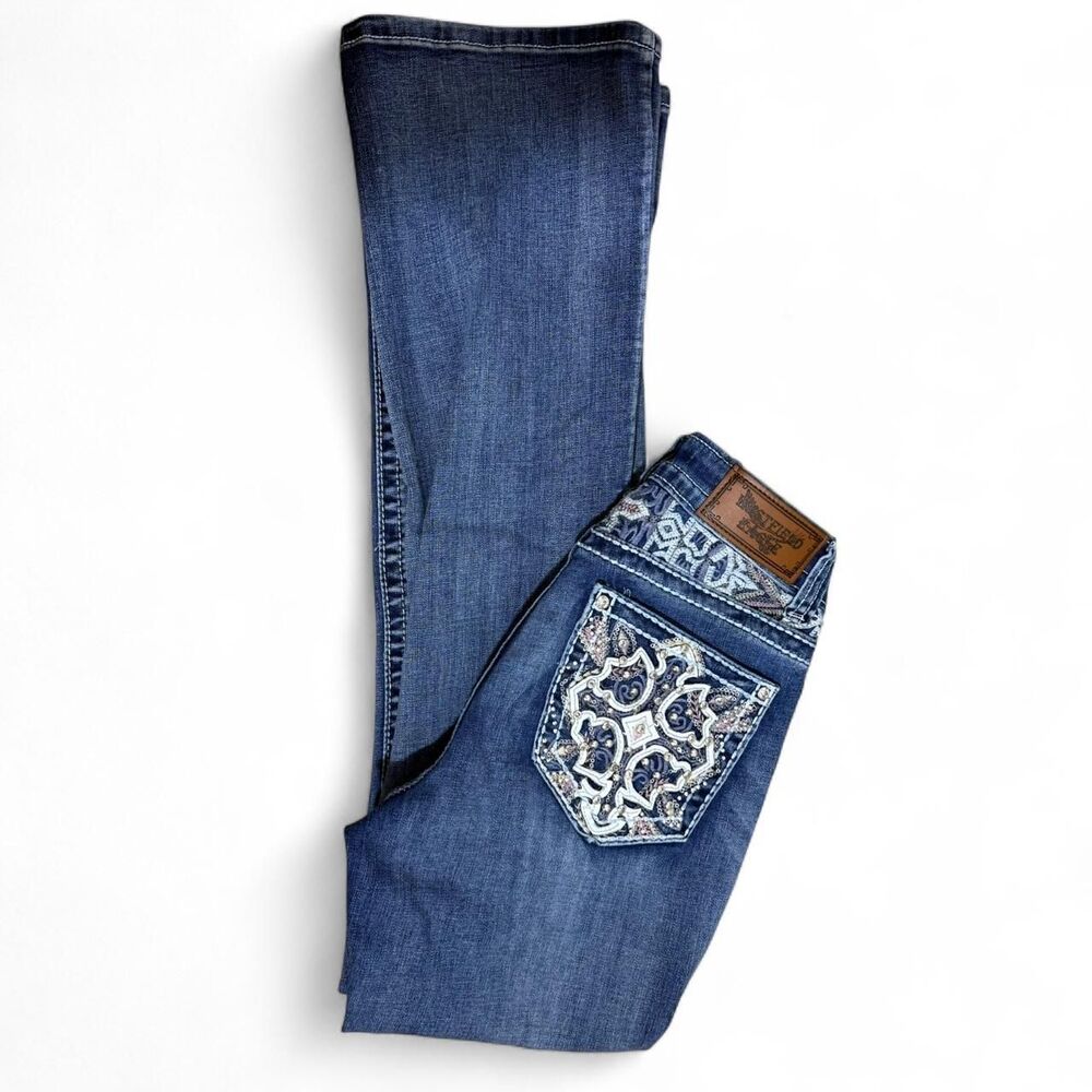 Y2K Western Style Jeans Women’s Bootcut Denim Bling Embroidered Pocket Jeans - Picture 8 of 8